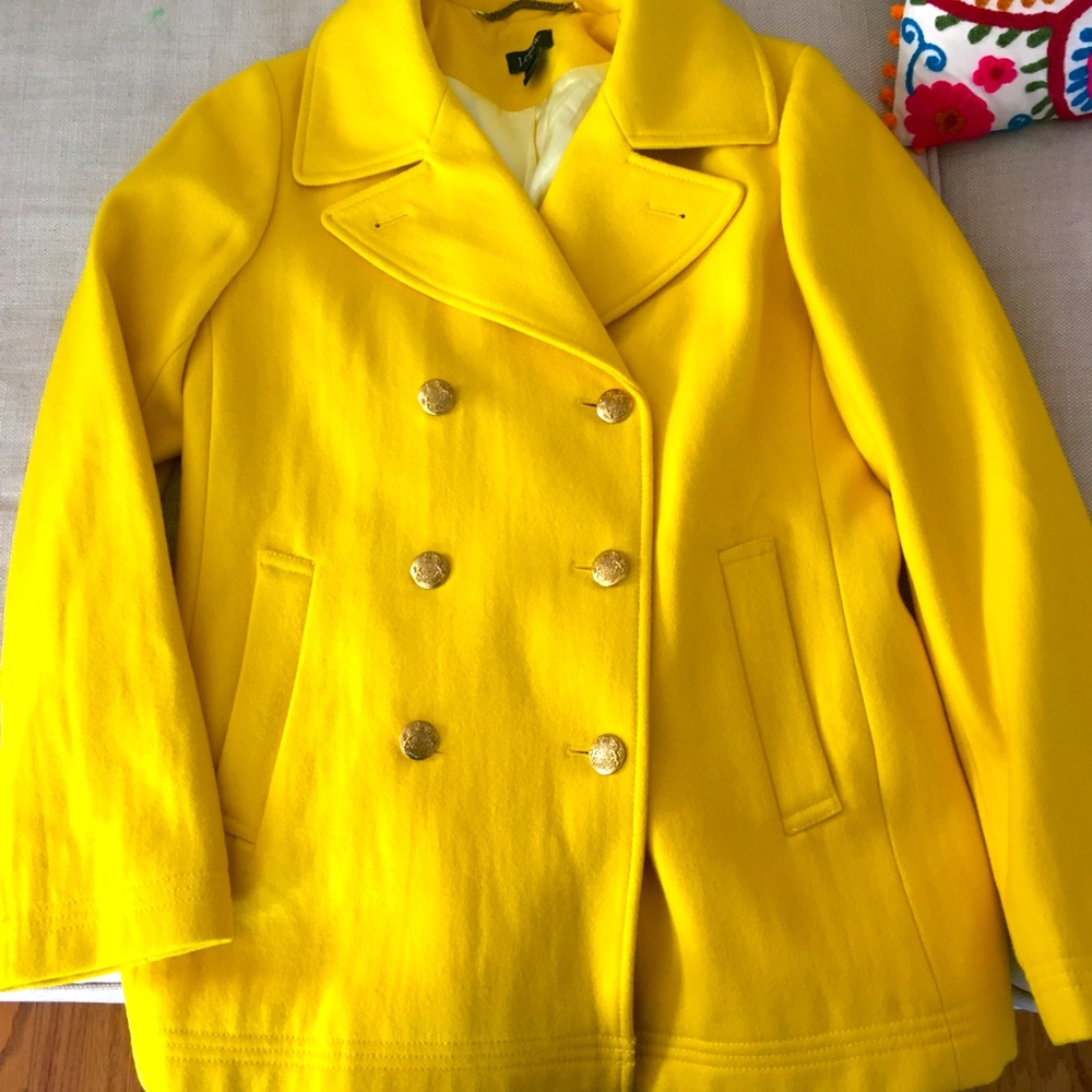 J Crew yellow peacoat